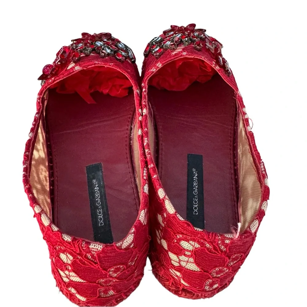 Dolce & Gabbana Swarovsky Red Flats  Espadrilles